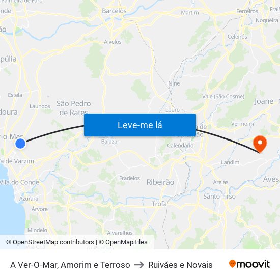 A Ver-O-Mar, Amorim e Terroso to Ruivães e Novais map