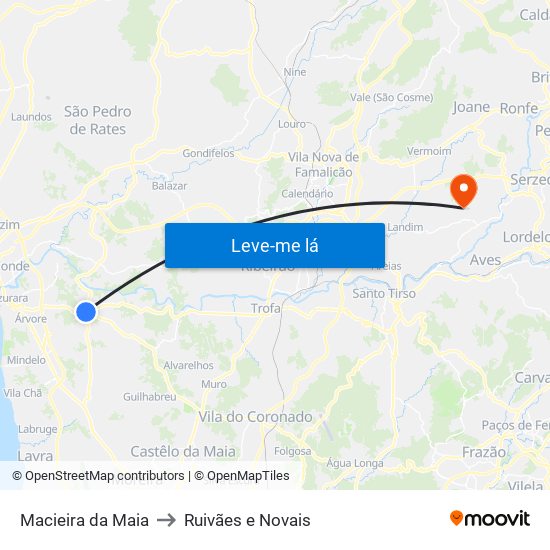 Macieira da Maia to Ruivães e Novais map