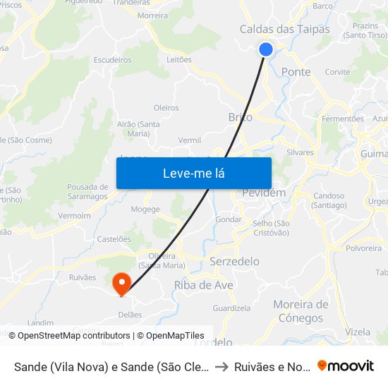 Sande (Vila Nova) e Sande (São Clemente) to Ruivães e Novais map