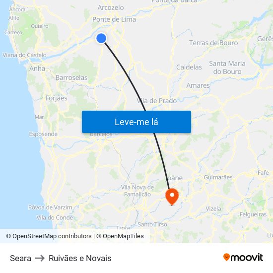 Seara to Ruivães e Novais map
