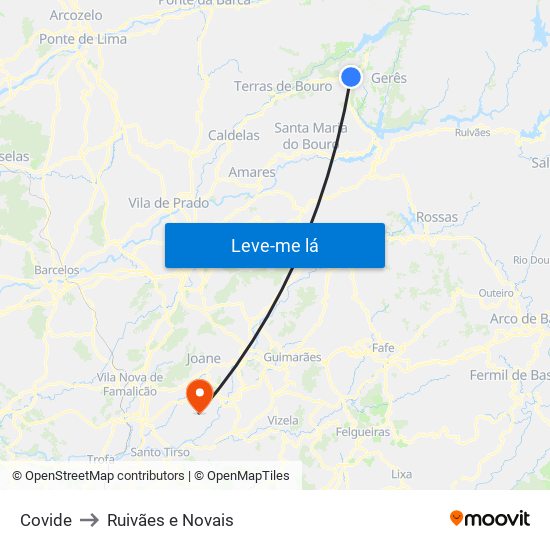 Covide to Ruivães e Novais map