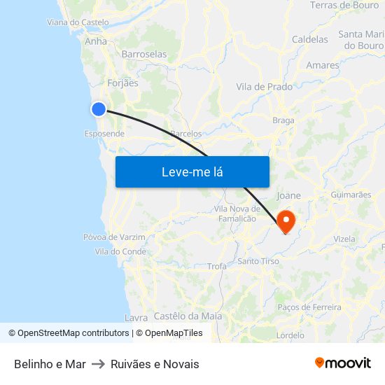 Belinho e Mar to Ruivães e Novais map