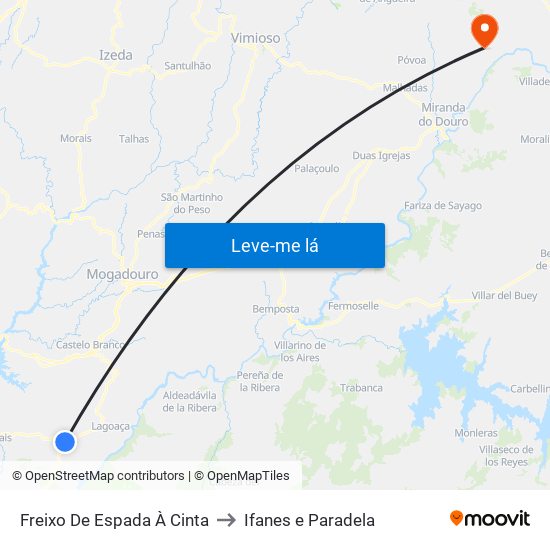 Freixo De Espada À Cinta to Ifanes e Paradela map