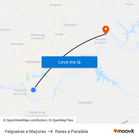 Felgueiras e Maçores to Ifanes e Paradela map