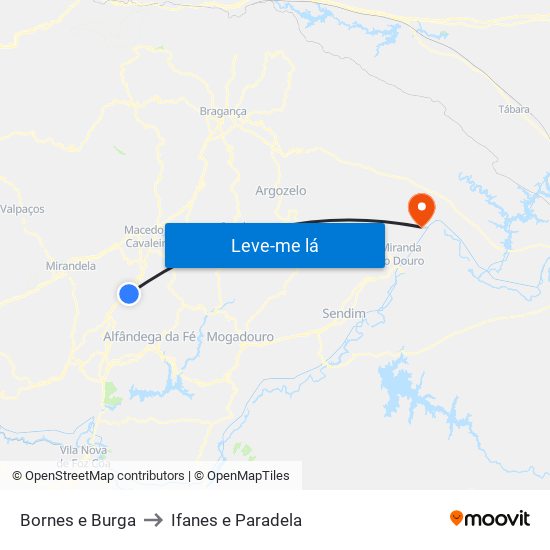 Bornes e Burga to Ifanes e Paradela map