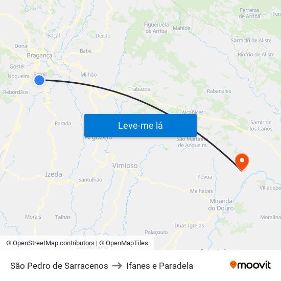 São Pedro de Sarracenos to Ifanes e Paradela map