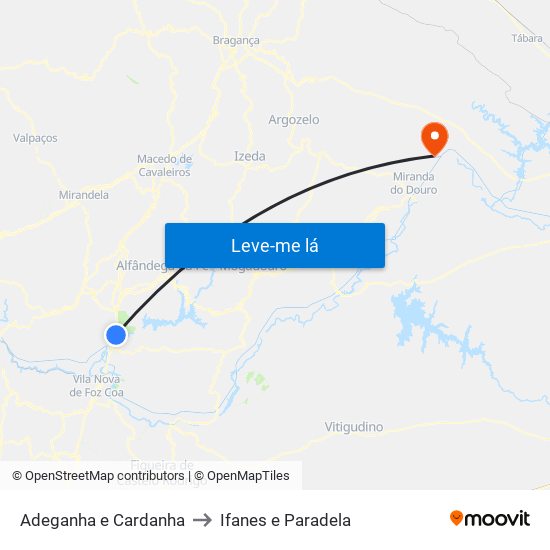 Adeganha e Cardanha to Ifanes e Paradela map