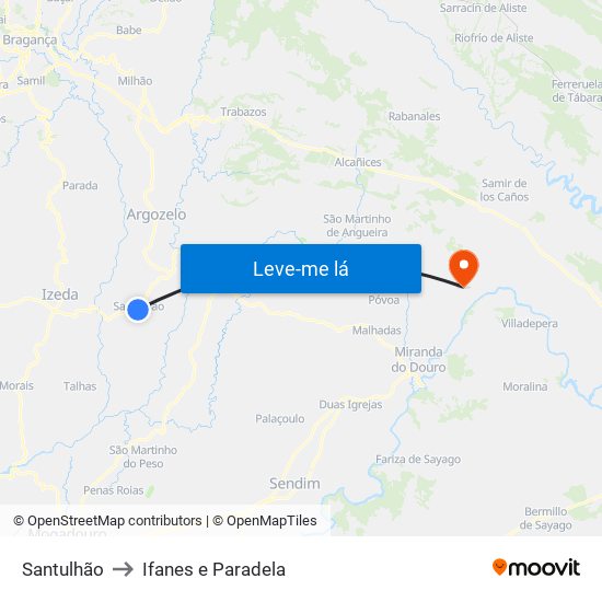 Santulhão to Ifanes e Paradela map