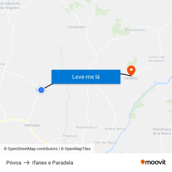 Póvoa to Ifanes e Paradela map