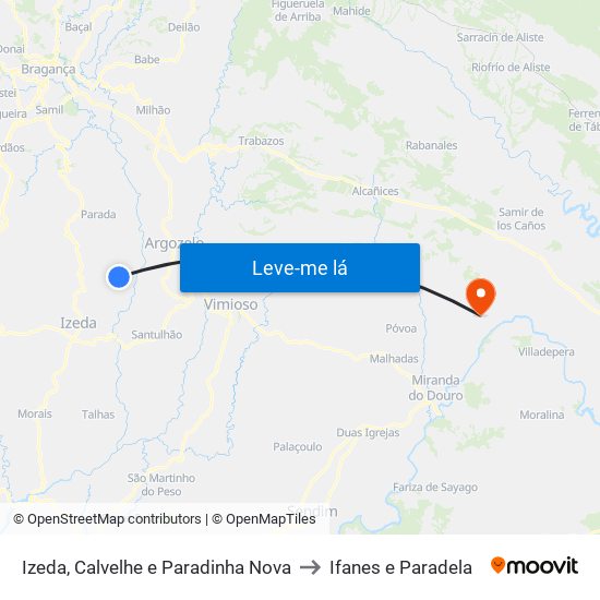 Izeda, Calvelhe e Paradinha Nova to Ifanes e Paradela map