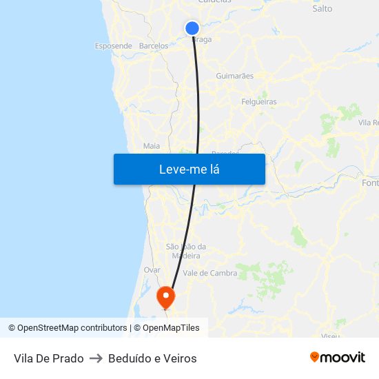 Vila De Prado to Beduído e Veiros map