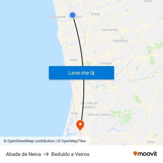 Abade de Neiva to Beduído e Veiros map