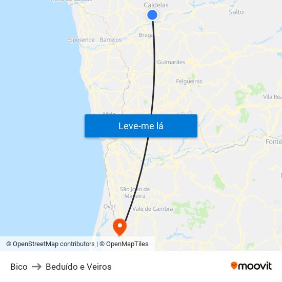 Bico to Beduído e Veiros map