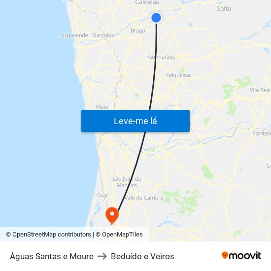 Águas Santas e Moure to Beduído e Veiros map