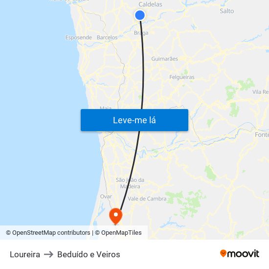 Loureira to Beduído e Veiros map