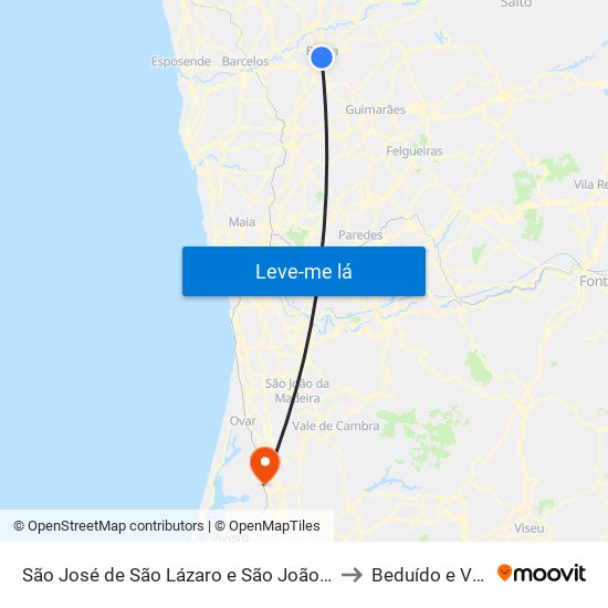 São José de São Lázaro e São João do Souto to Beduído e Veiros map