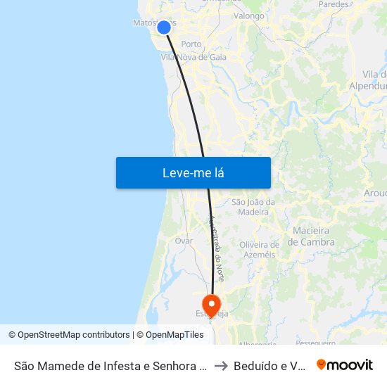 São Mamede de Infesta e Senhora da Hora to Beduído e Veiros map