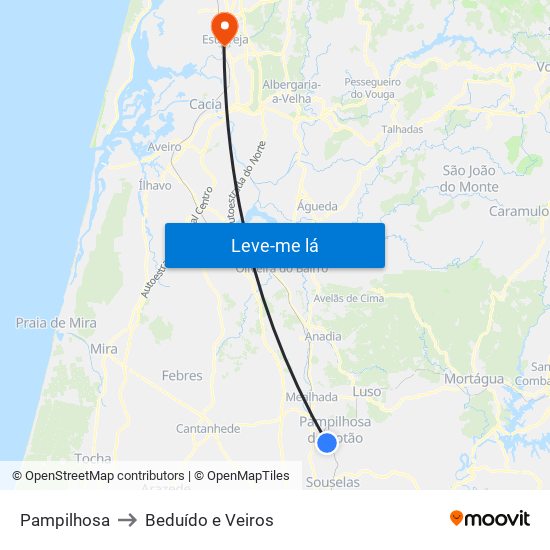 Pampilhosa to Beduído e Veiros map