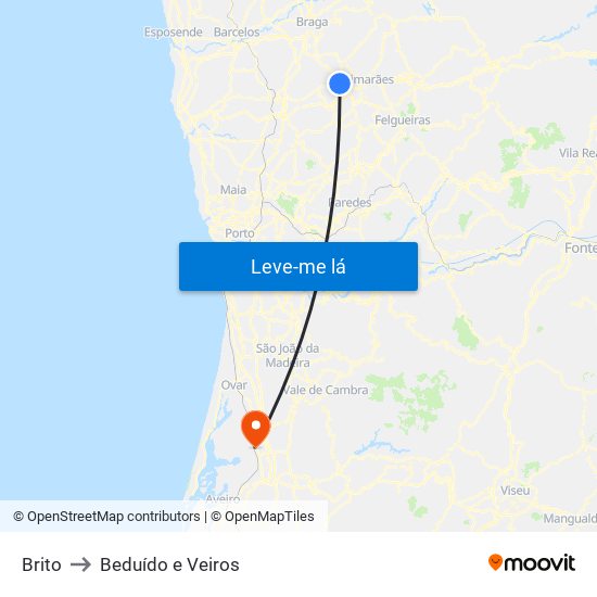 Brito to Beduído e Veiros map