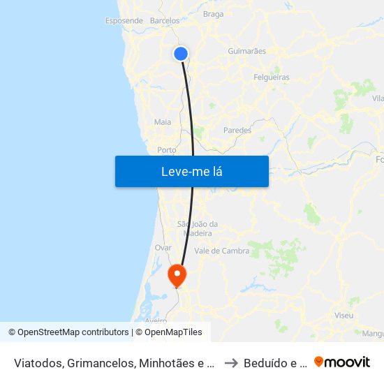 Viatodos, Grimancelos, Minhotães e Monte de Fralães to Beduído e Veiros map