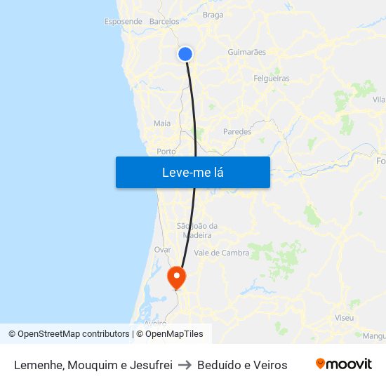 Lemenhe, Mouquim e Jesufrei to Beduído e Veiros map