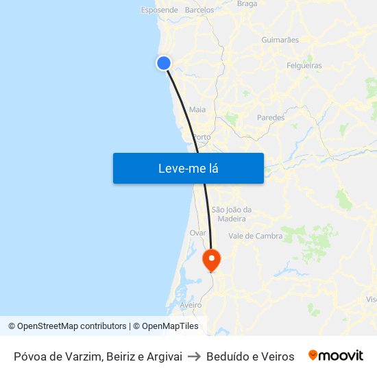 Póvoa de Varzim, Beiriz e Argivai to Beduído e Veiros map