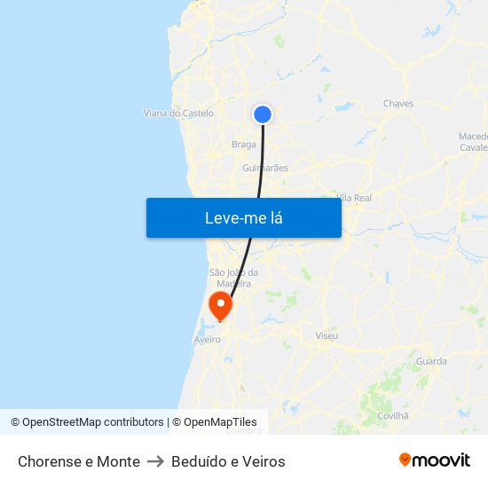 Chorense e Monte to Beduído e Veiros map