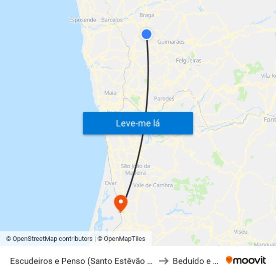 Escudeiros e Penso (Santo Estêvão e São Vicente) to Beduído e Veiros map