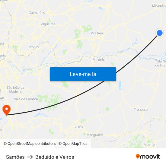 Samões to Beduído e Veiros map