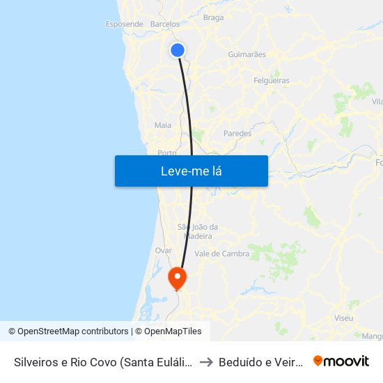 Silveiros e Rio Covo (Santa Eulália) to Beduído e Veiros map