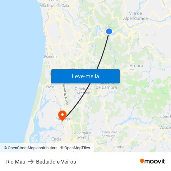 Rio Mau to Beduído e Veiros map