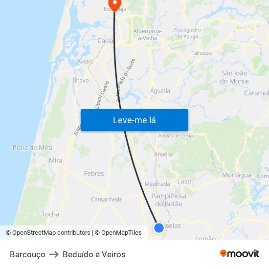 Barcouço to Beduído e Veiros map