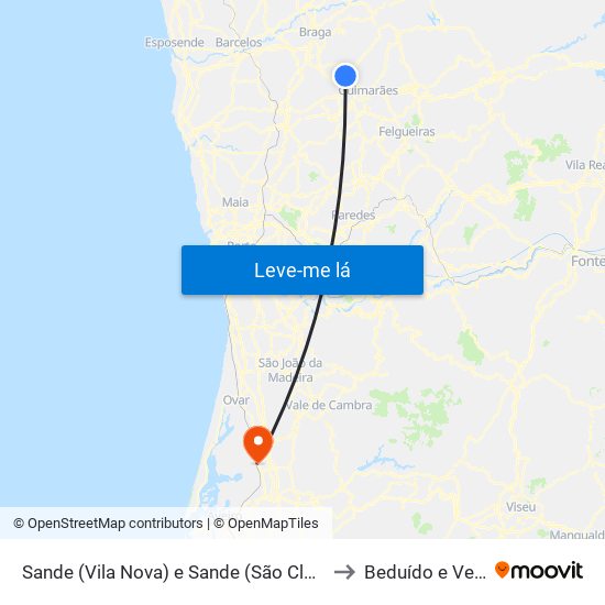 Sande (Vila Nova) e Sande (São Clemente) to Beduído e Veiros map