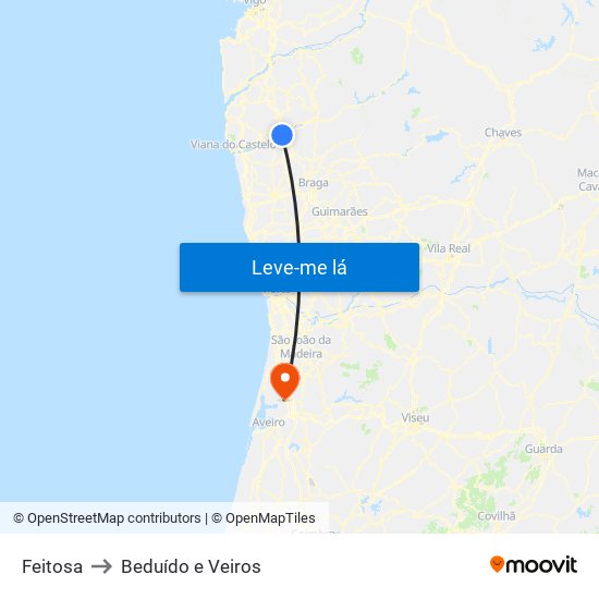 Feitosa to Beduído e Veiros map