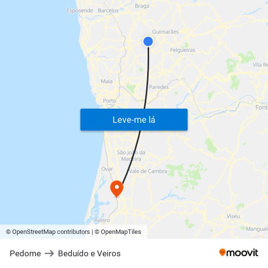 Pedome to Beduído e Veiros map