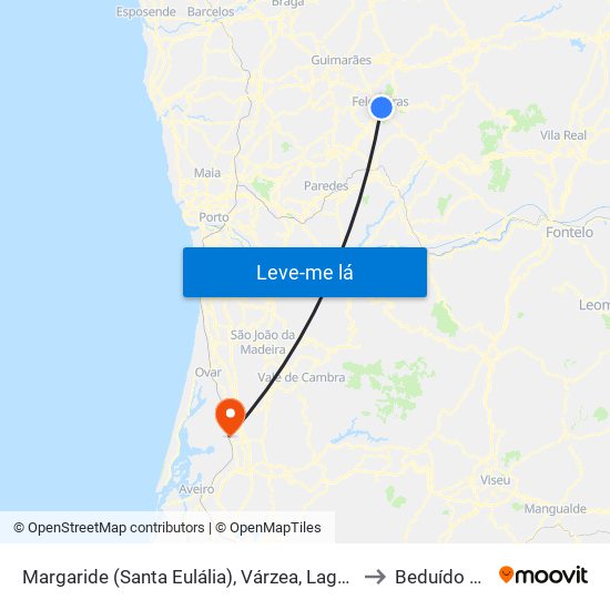 Margaride (Santa Eulália), Várzea, Lagares, Varziela e Moure to Beduído e Veiros map