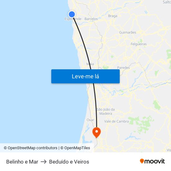 Belinho e Mar to Beduído e Veiros map
