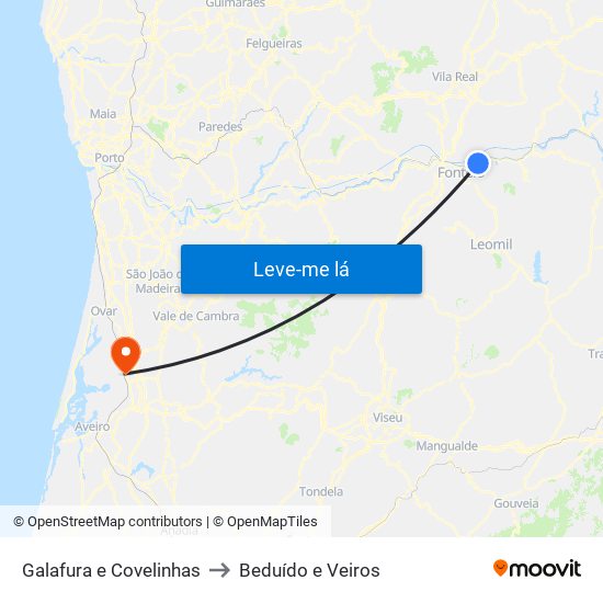 Galafura e Covelinhas to Beduído e Veiros map