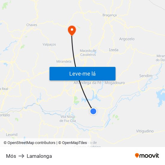 Mós to Lamalonga map