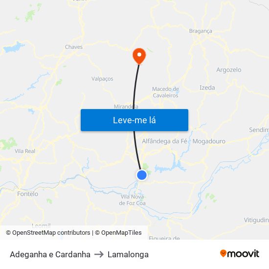 Adeganha e Cardanha to Lamalonga map