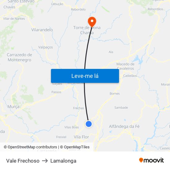 Vale Frechoso to Lamalonga map