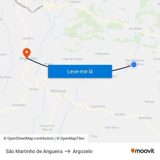 São Martinho de Angueira to Argozelo map