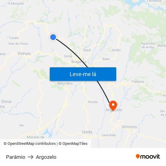 Parâmio to Argozelo map