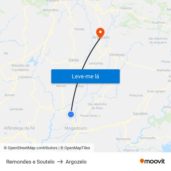 Remondes e Soutelo to Argozelo map