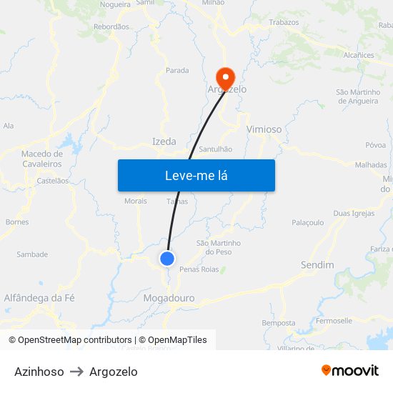 Azinhoso to Argozelo map