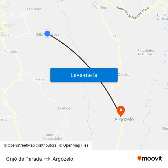 Grijó de Parada to Argozelo map