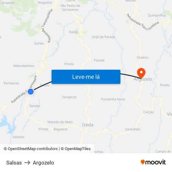 Salsas to Argozelo map