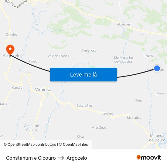 Constantim e Cicouro to Argozelo map