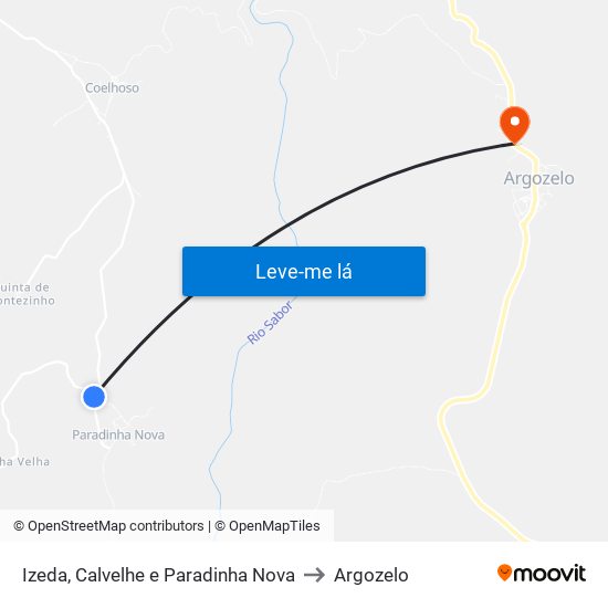 Izeda, Calvelhe e Paradinha Nova to Argozelo map