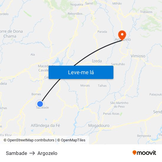 Sambade to Argozelo map